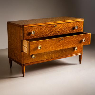 Art Deco Chest of Drawers with Birch Burl Veneer Probably Sweden 1930 40s