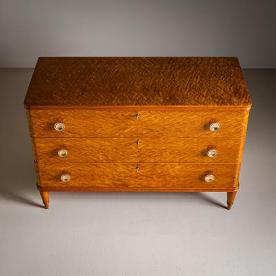 Art Deco Chest of Drawers with Birch Burl Veneer Probably Sweden 1930 40s
