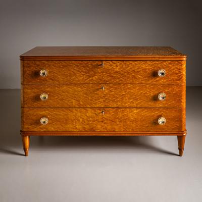 Art Deco Chest of Drawers with Birch Burl Veneer Probably Sweden 1930 40s