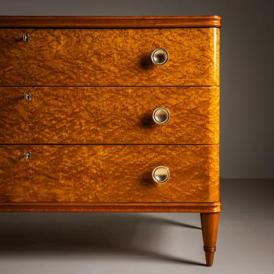 Art Deco Chest of Drawers with Birch Burl Veneer Probably Sweden 1930 40s