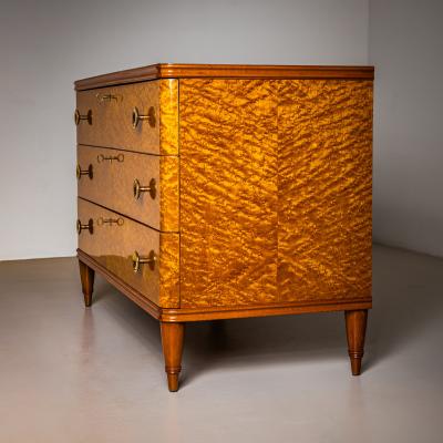 Art Deco Chest of Drawers with Birch Burl Veneer Probably Sweden 1930 40s