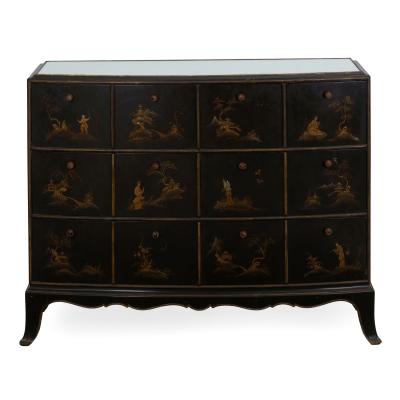 Art Deco Chinoiserie Mirrored Top Chest of Drawers
