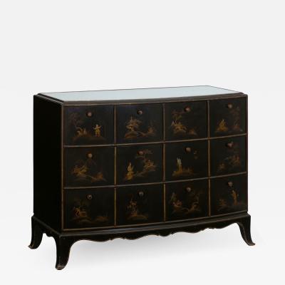 Art Deco Chinoiserie Mirrored Top Chest of Drawers