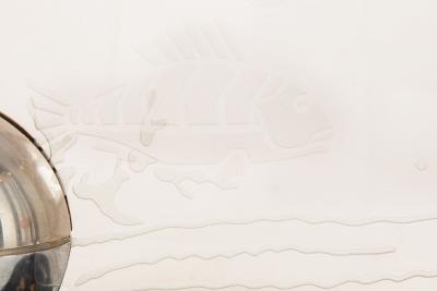 Art Deco Chrome Marble Glass Fish Lumiere Table Light Lamp ca 1930s