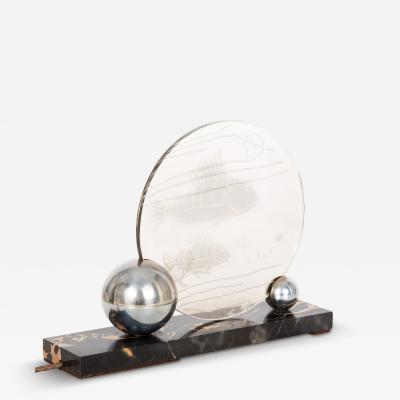 Art Deco Chrome Marble Glass Fish Lumiere Table Light Lamp ca 1930s