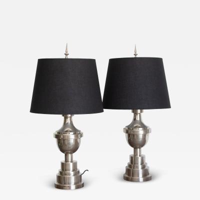 Art Deco Chrome Table Lamps a Pair