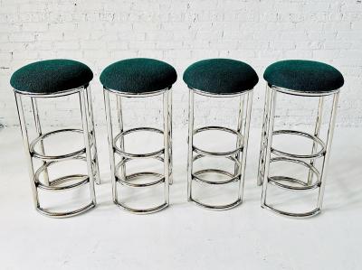 Art Deco Chrome and Boucle Chase Bar Stools