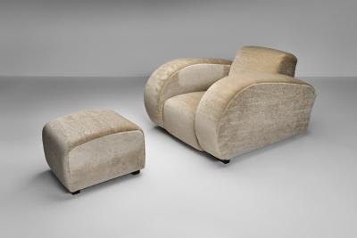 Art Deco Club Chair and Ottoman Europe First half of the 20th Century