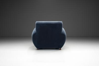 Art Deco Club Chair in Dark Blue Mohair Europe 1930s
