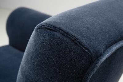 Art Deco Club Chair in Dark Blue Mohair Europe 1930s