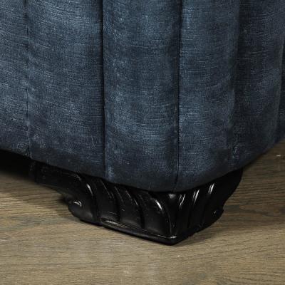 Art Deco Club Chair with Sculptural Ebonized Supports in Smoked Sapphire Velvet