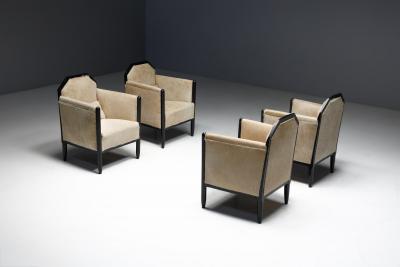 Art Deco Club Chairs with Cowhide Upholstery France Circa 1930