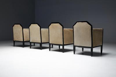 Art Deco Club Chairs with Cowhide Upholstery France Circa 1930