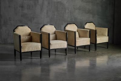 Art Deco Club Chairs with Cowhide Upholstery France Circa 1930