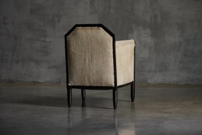 Art Deco Club Chairs with Cowhide Upholstery France Circa 1930