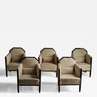 Art Deco Club Chairs with Cowhide Upholstery France Circa 1930