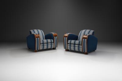 Art Deco Club Chairs with Wooden Frame Details South Africa circa 1940s