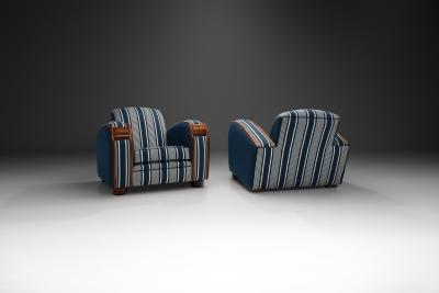 Art Deco Club Chairs with Wooden Frame Details South Africa circa 1940s