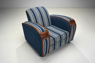 Art Deco Club Chairs with Wooden Frame Details South Africa circa 1940s