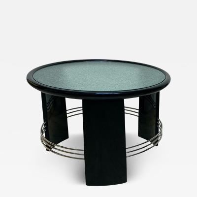 Art Deco Coffee Table Black Lacquer Chrome Glass France circa 1930