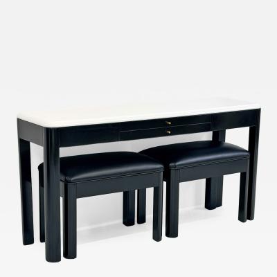 Art Deco Console With Matching Leather Benches C 1950s