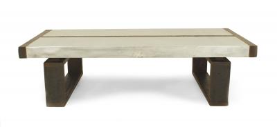 Art Deco Constructivist Style Rectangular Oak and Metal Coffee Table