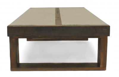 Art Deco Constructivist Style Rectangular Oak and Metal Coffee Table
