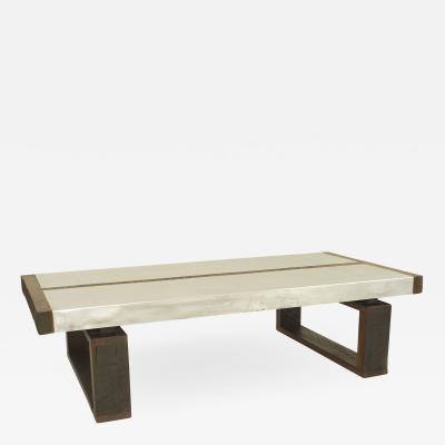 Art Deco Constructivist Style Rectangular Oak and Metal Coffee Table