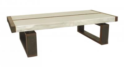 Art Deco Constructivist Style Rectangular Oak and Metal Coffee Table