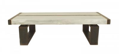 Art Deco Constructivist Style Rectangular Oak and Metal Coffee Table