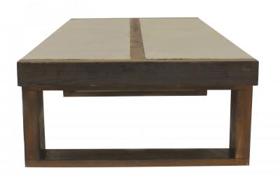 Art Deco Constructivist Style Rectangular Oak and Metal Coffee Table
