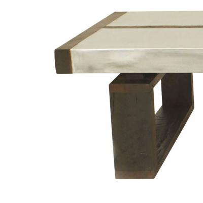 Art Deco Constructivist Style Rectangular Oak and Metal Coffee Table