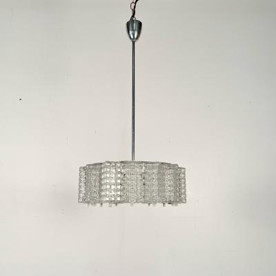 Art Deco Crystal and Chrome Chandelier Circa 1930s