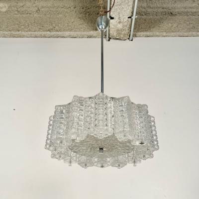 Art Deco Crystal and Chrome Chandelier Circa 1930s
