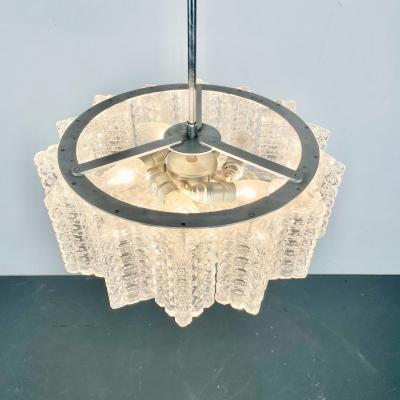 Art Deco Crystal and Chrome Chandelier Circa 1930s