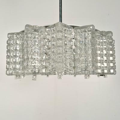 Art Deco Crystal and Chrome Chandelier Circa 1930s