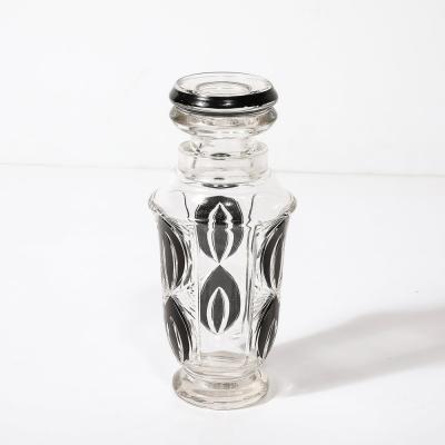 Art Deco Cubist Cut Crystal Black Geometric Detailed Cocktail Shaker Glass Set