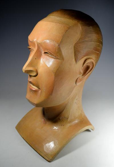 Art Deco Cubist Male Mannequin Head Pierre Imans Paris Carved Wood 1920