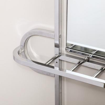 Art Deco Curvilinear Coat Umbrella Rack with Arched Mirror in Polished Chrome