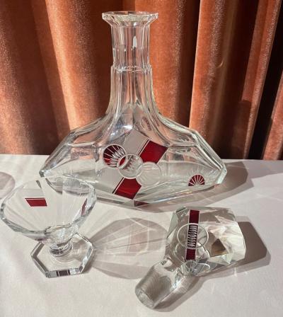Art Deco Czech Decanter Set and Glasses