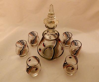 Art Deco Decanter Set with Dynamic Design