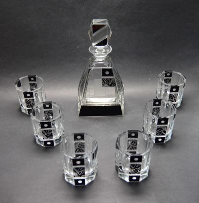 Art Deco Decanter and Whiskey Set Czechoslovakia Karl Palda
