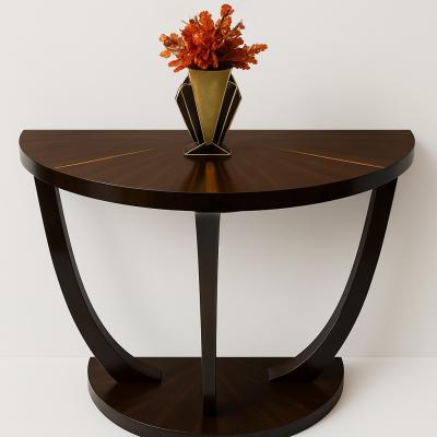 Art Deco Demi Lune Console Table Macassar Ebony with Sunburst Design