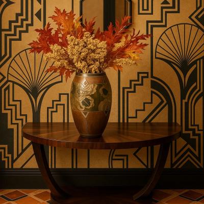 Art Deco Demi Lune Console Table Macassar Ebony with Sunburst Design