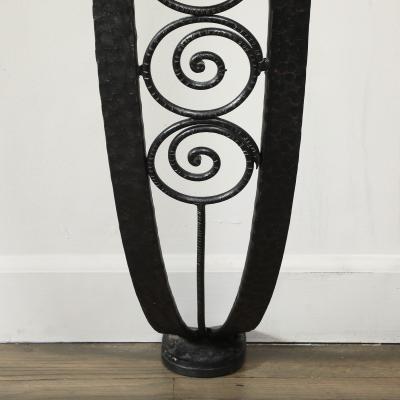 Art Deco Demilune Wrought Iron Spiral Noir St Laurent Marble Console Table