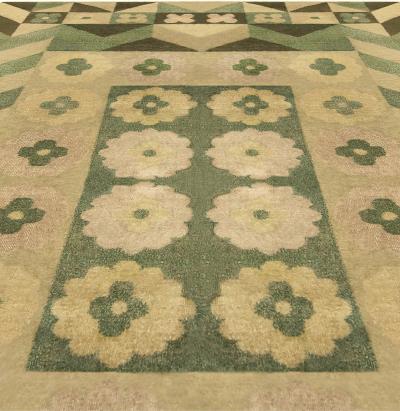 Art Deco Design Green Handmade Wool Carpet