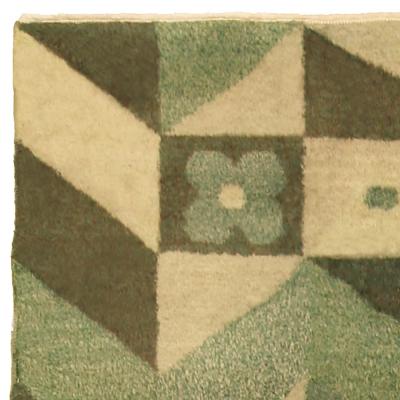 Art Deco Design Green Handmade Wool Carpet