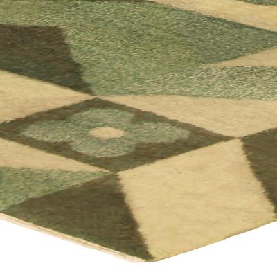 Art Deco Design Green Handmade Wool Carpet