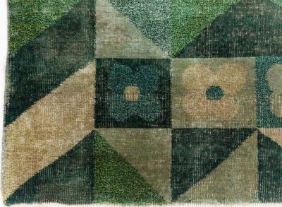 Art Deco Design Green Handmade Wool Carpet