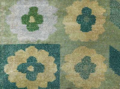 Art Deco Design Green Handmade Wool Carpet